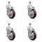 Service Caster 5 Inch Maroon Polyurethane Swivel 1/2 Inch Threaded Stem Caster Set with Brake SCC SCC-TS20S514-PPUB-MRN-TLB-121315-4 - alternate 1